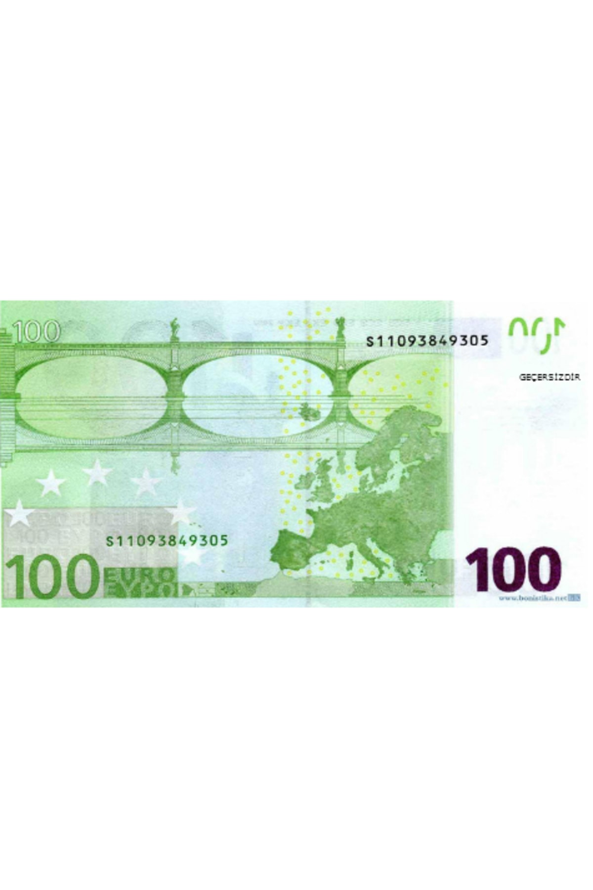 1 Tam Deste Oyun Parti Kutlama Nişan Düğün Parası Yüz Adet 100 Eu