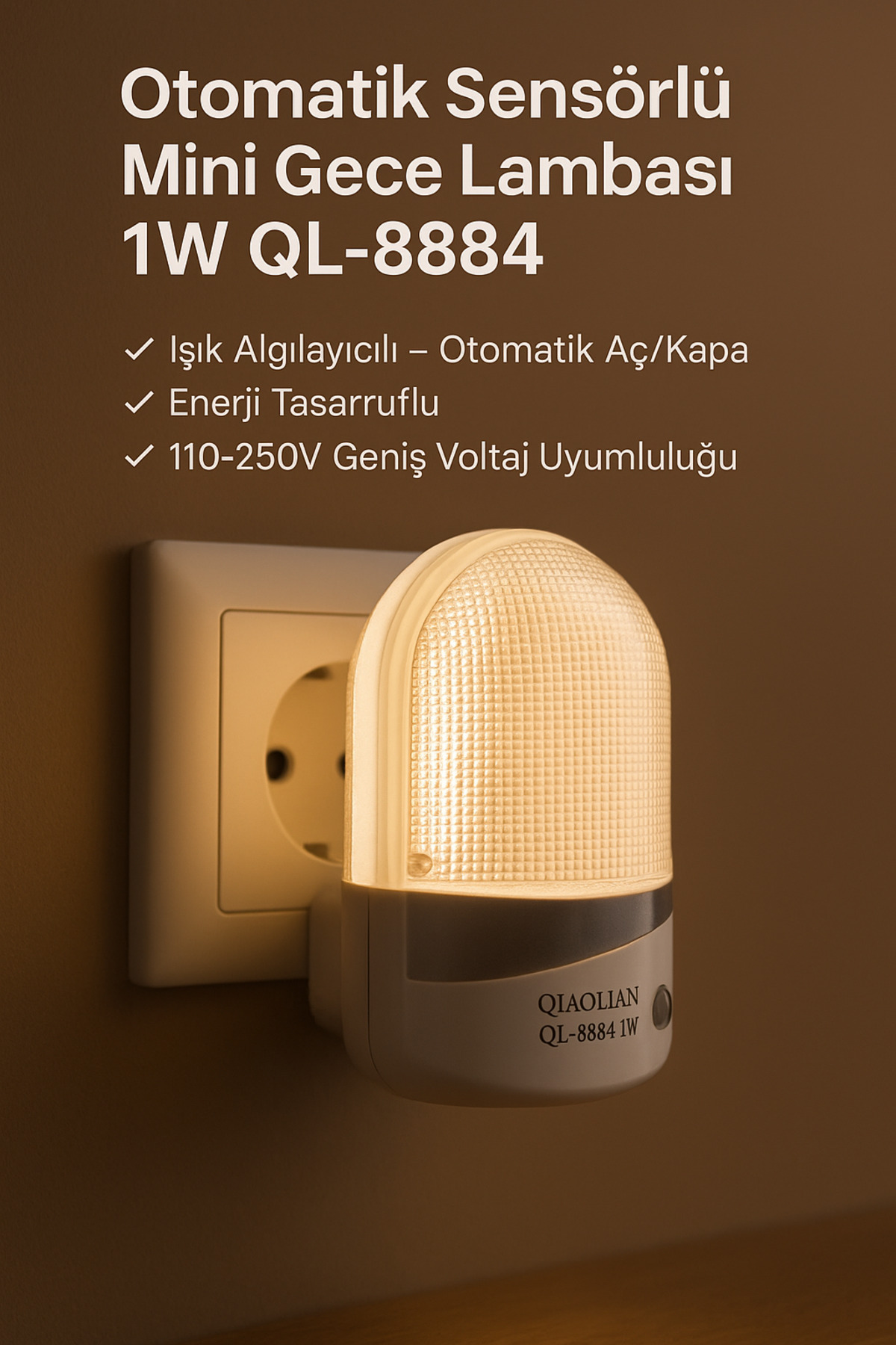 1 WATT LEDLİ FOTOSELLİ SENSÖRLÜ GECE LAMBASI (5248)