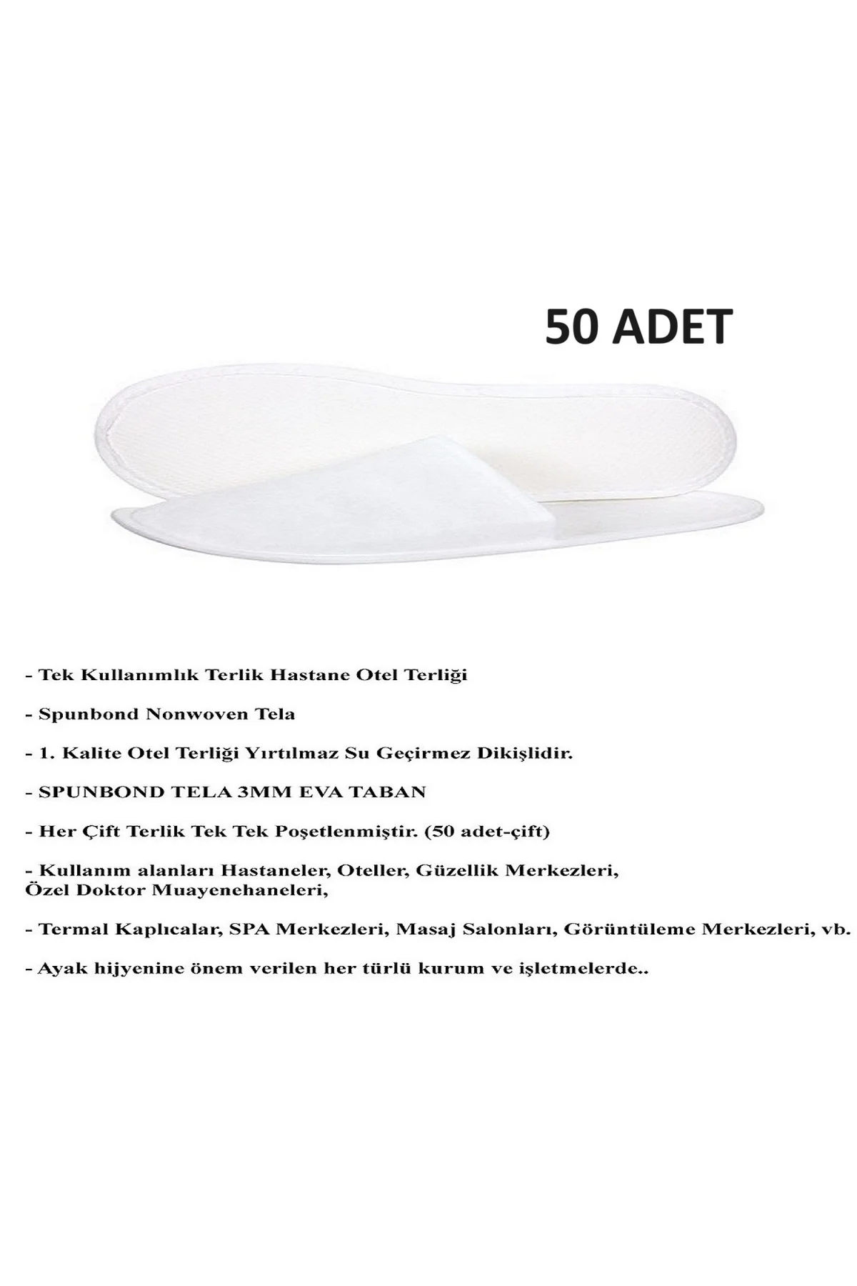 10 , 20 , 50 , 100 Adet Seçenekleri Tek Kullanımlık Otel Terliği 