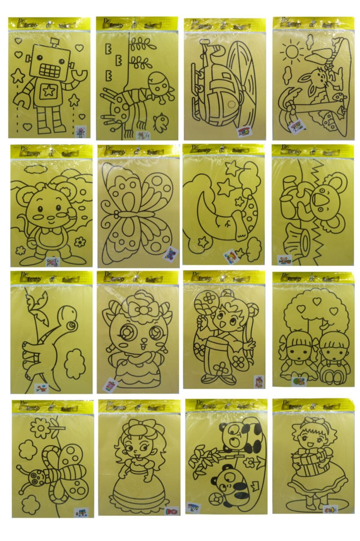 Kuki 10 Ad. A4 Büyük Boy (Kiz-Erkek) Kum Boyama Seti