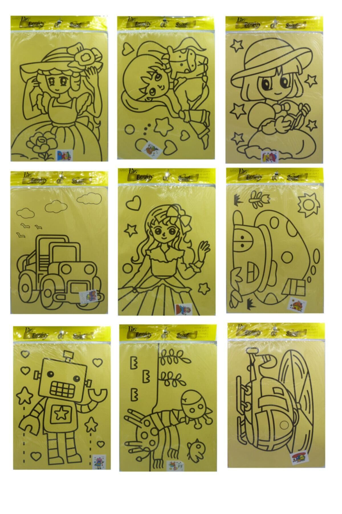 Kuki 10 Ad. A4 Büyük Boy (Kiz-Erkek) Kum Boyama Seti