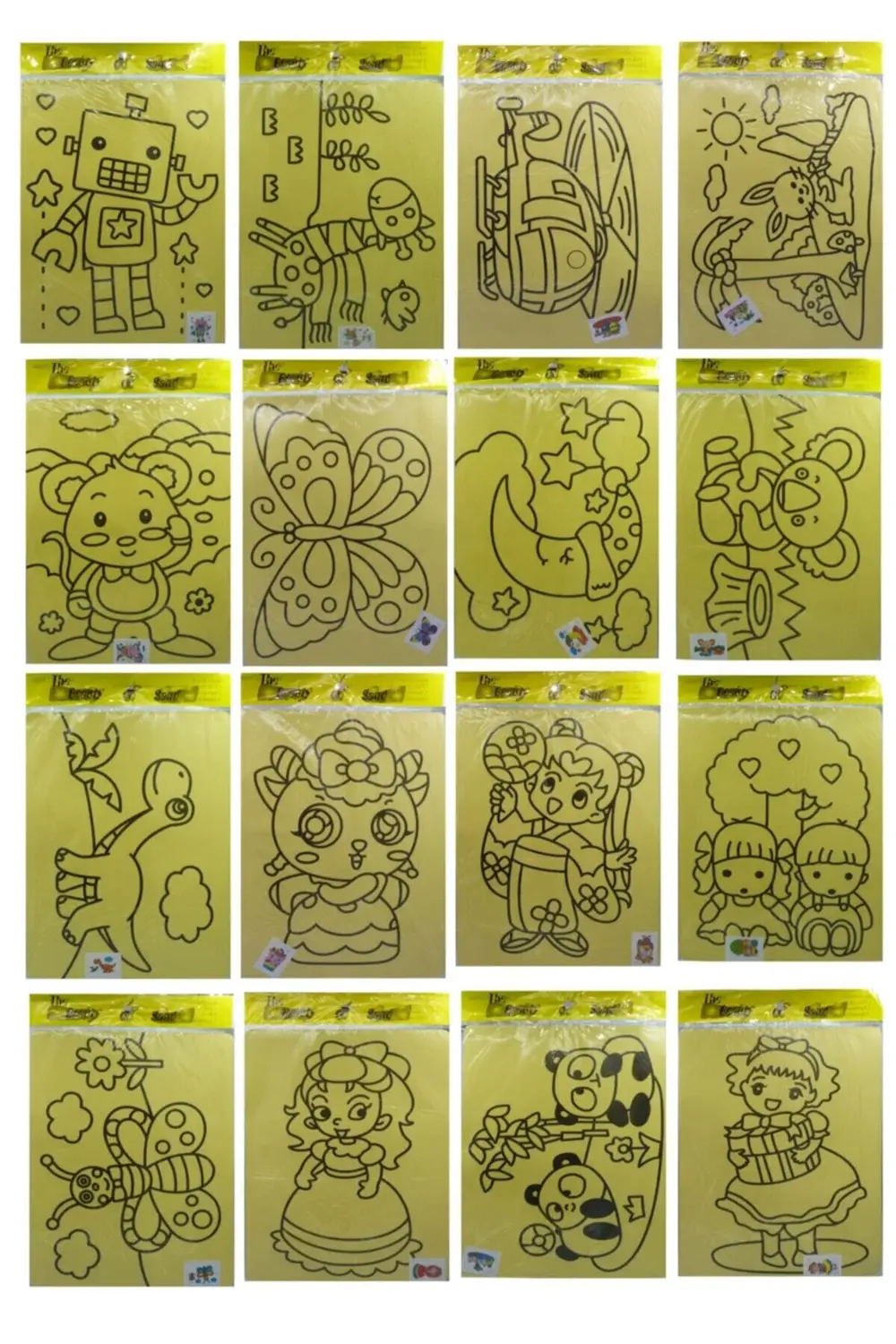 10 Ad. A4 Büyük Boy (KIZ-ERKEK) Kum Boyama Seti