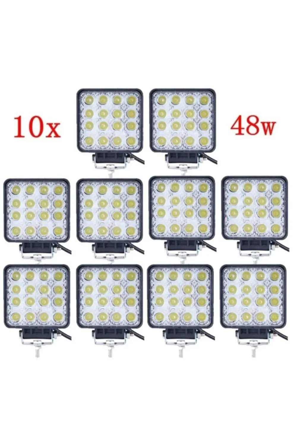 10 Adet 16 Ledli Off Road Sis Farı Lambası 12 Volt - 24 Volt