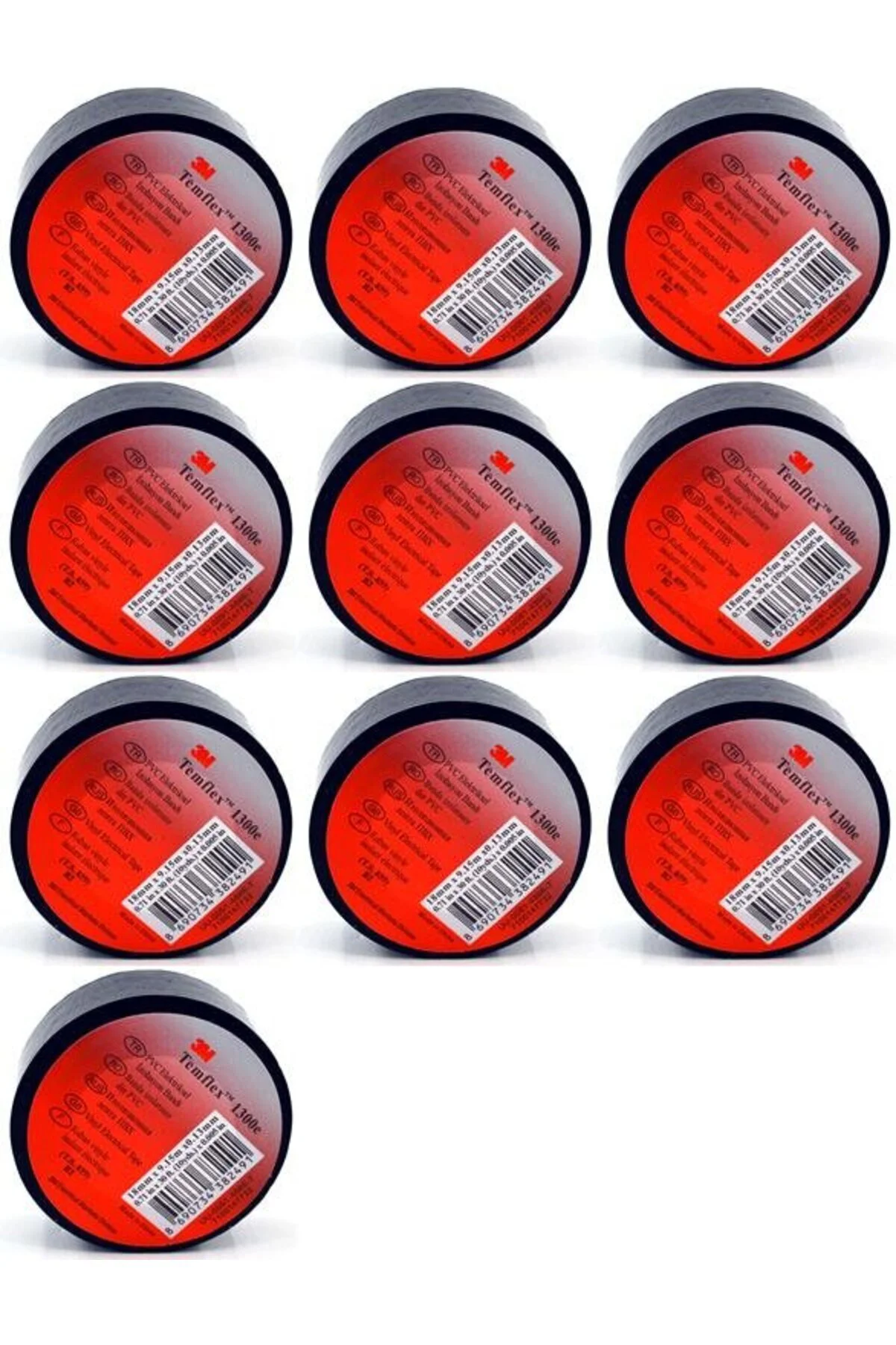 10 Adet 3M Temflex Pvc Siyah İzole Bant Elektrik Bandı