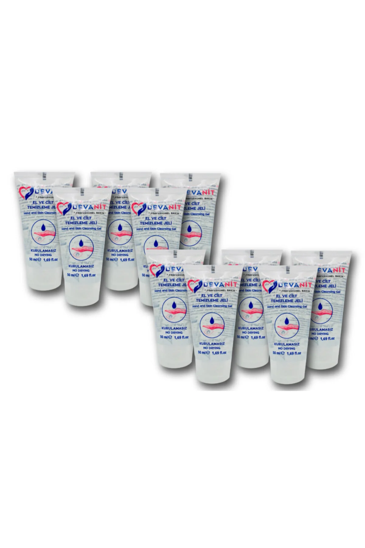 10 Adet, 50ml Tüp Jel, Devanit Dezenfektan - El Temizleme Jeli