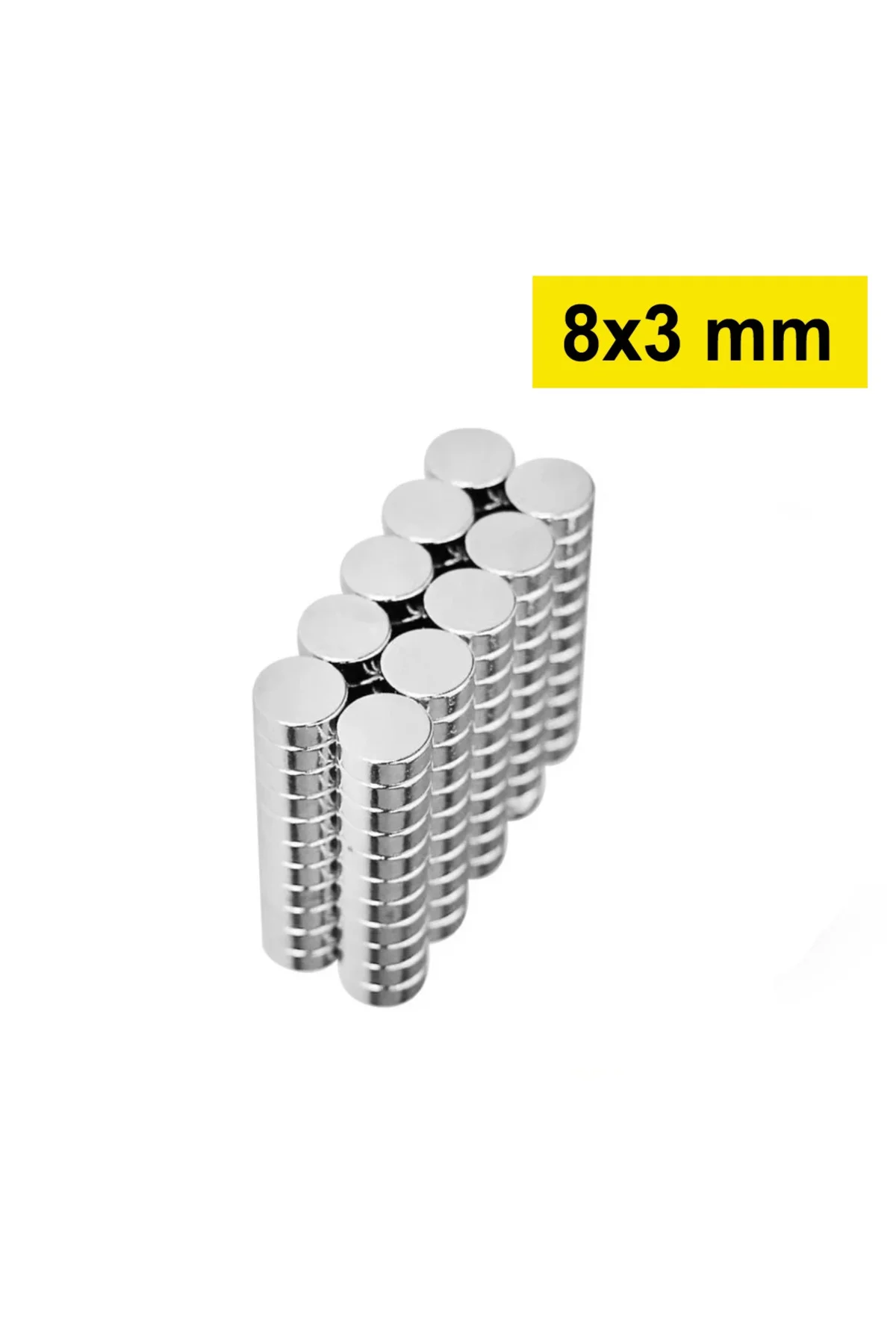 10 Adet 8x3mm Yuvarlak Neodyum Mıknatıs Güçlü Nikel Kaplamalı Kal 10 Adet 8x3mm Yuvarlak Neodyum Mıknatıs Güçlü Nikel Kaplamalı Kal