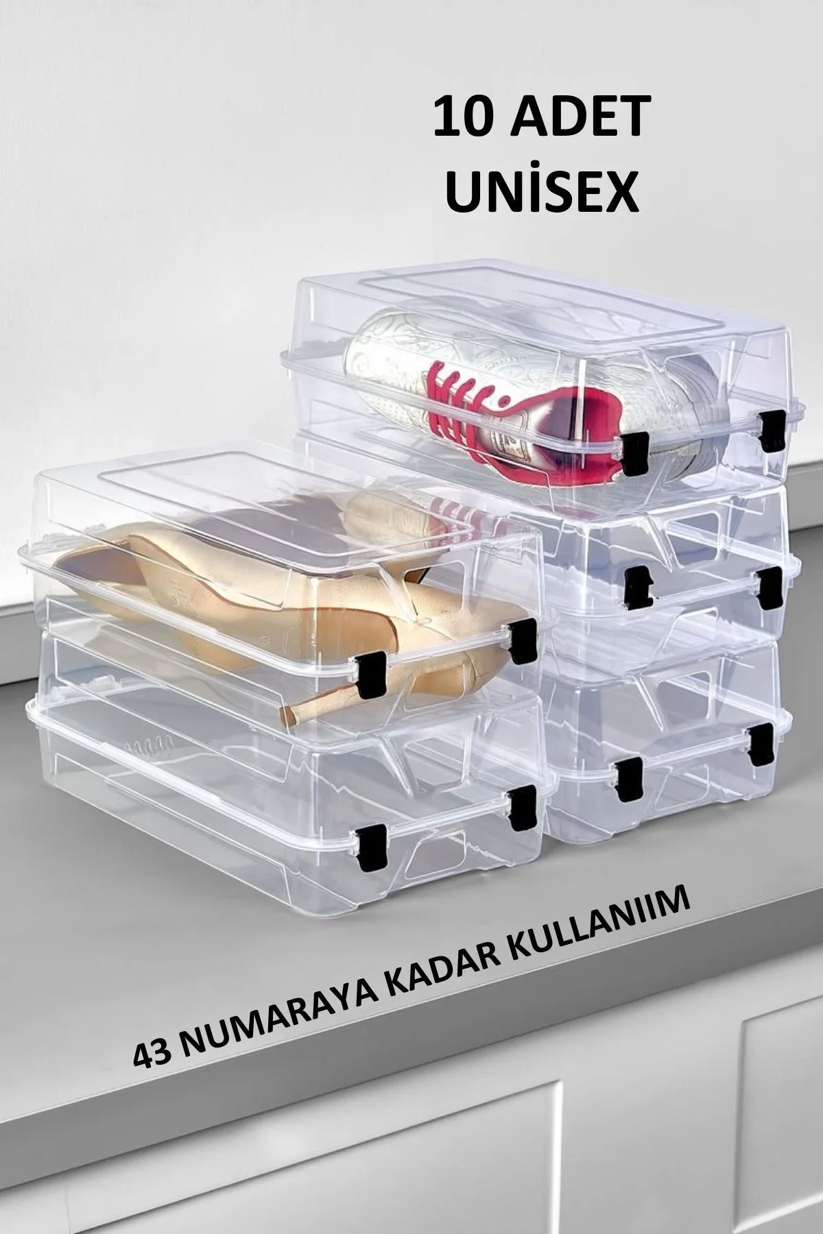 10 Adet Ayakkabı Kutusu Şeffaf Ayakkabı Saklama Kutusu Kadın Ve E