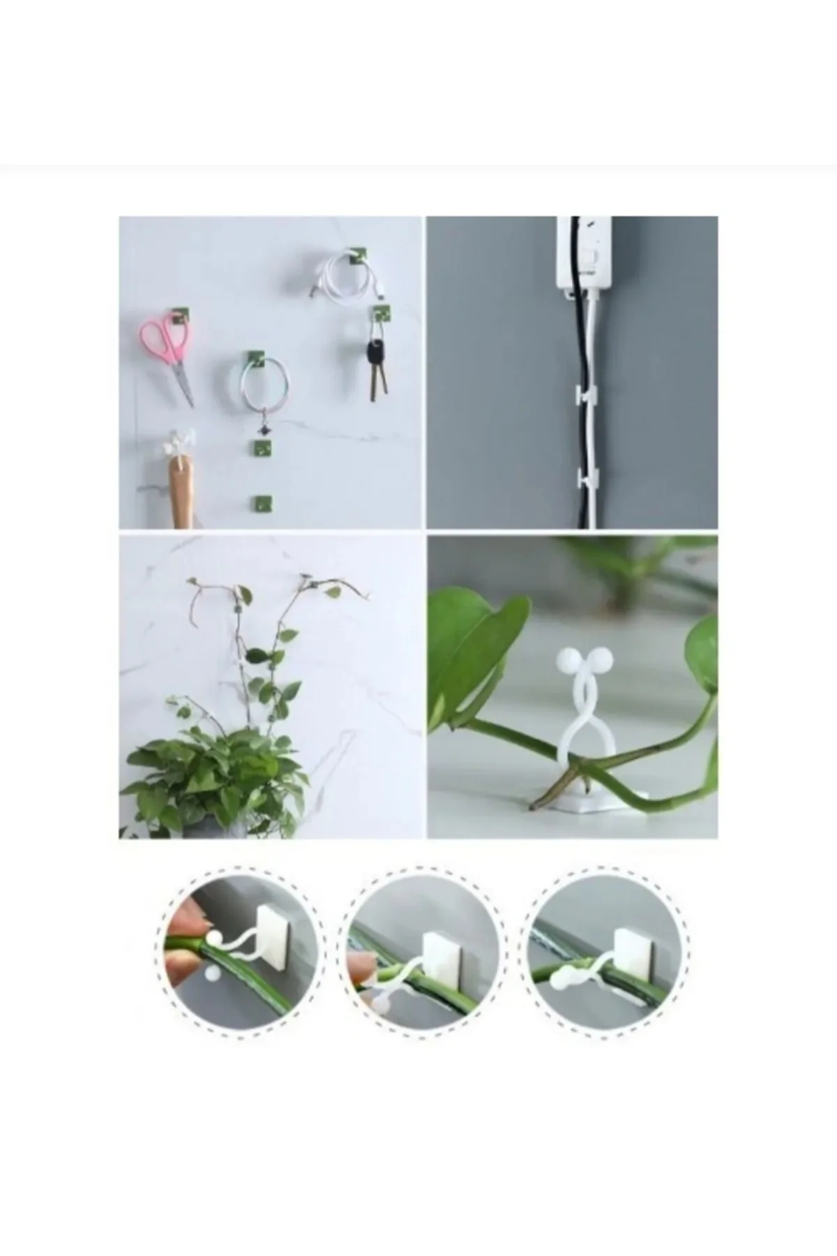10 Adet Bitki Klipsi Sarmaşık Tutucu Kendinden Yapışkanlı Pratik 