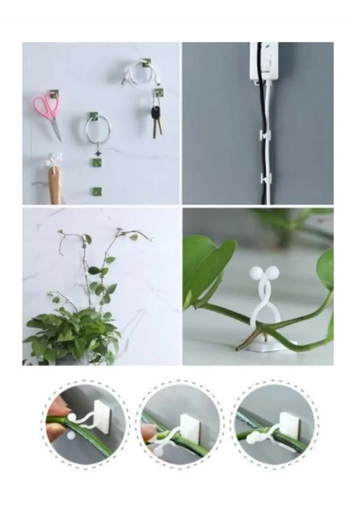 10 Adet Bitki Klipsi Sarmaşık Çiçek Tutucu Duvar Tutturma Aparatı