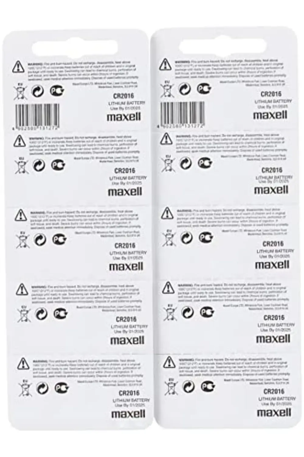 10 adet CR2016 pil (Lityum düğme pil 3V pil 2 x 5'li paket düğme