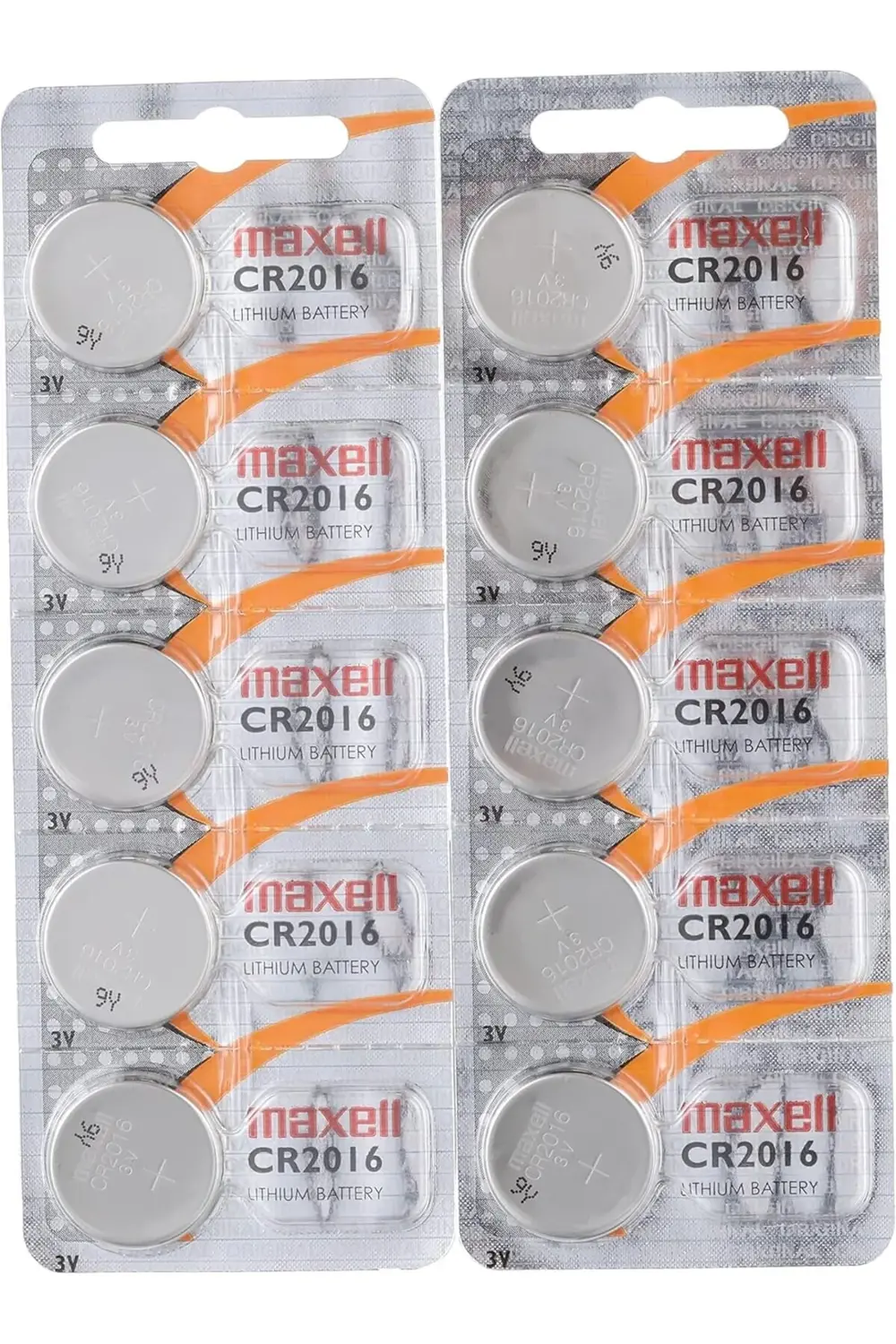 10 adet CR2016 pil (Lityum düğme pil 3V pil 2 x 5'li paket düğme