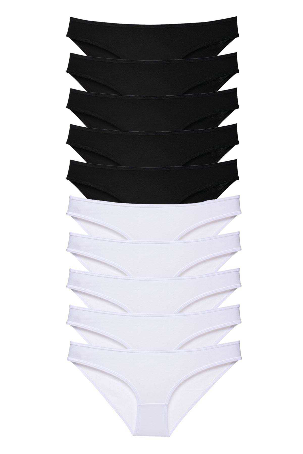 Just Cheap Store 10 Adet Eko Set Likrali Kadin Slip Külot Siyah Beyaz
