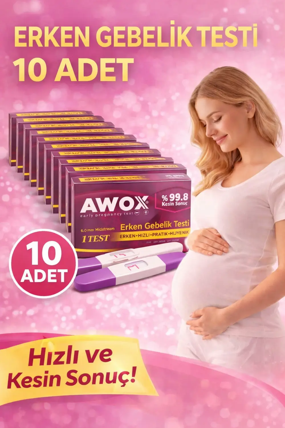 10 Adet Erken Gebelik Testi %99.8 Kesin Sonuç 10 ADET AAAA