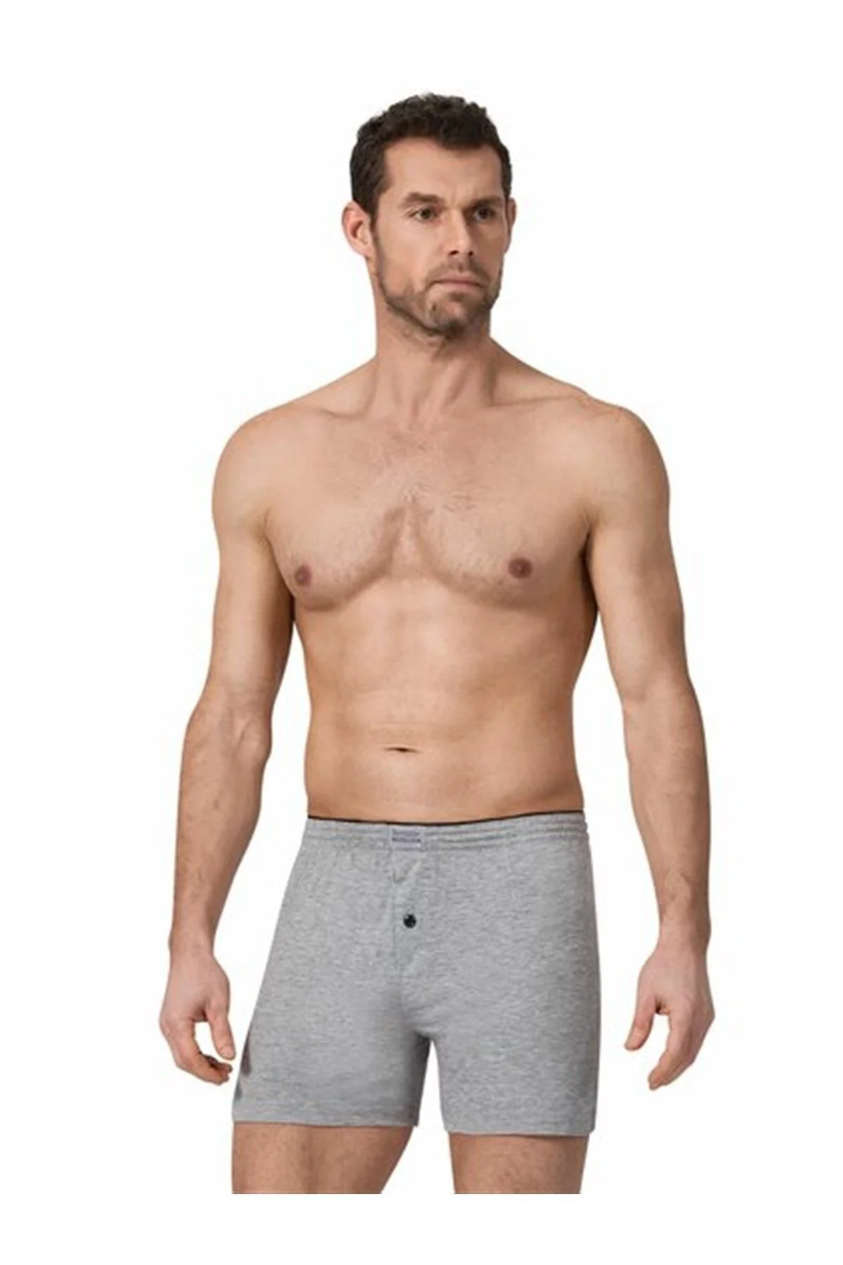10 Adet Füme Renk Düğmeli Penye Boxer