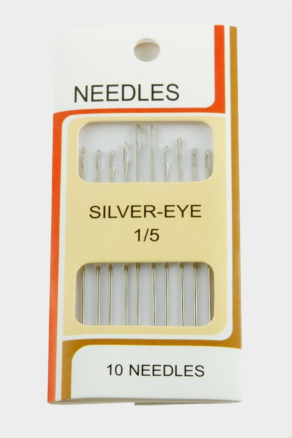 10 Adet Gümüş Dikiş () İğnesi-Gümüş Rengi