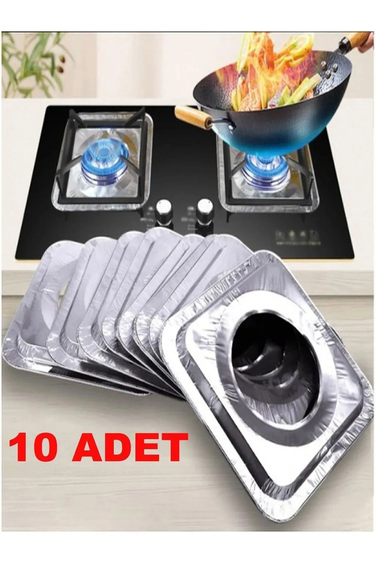 10 ADET Karee Ocak Üstü Yağ Koruyucu Alüminyum Levha 23*23 cm (8C