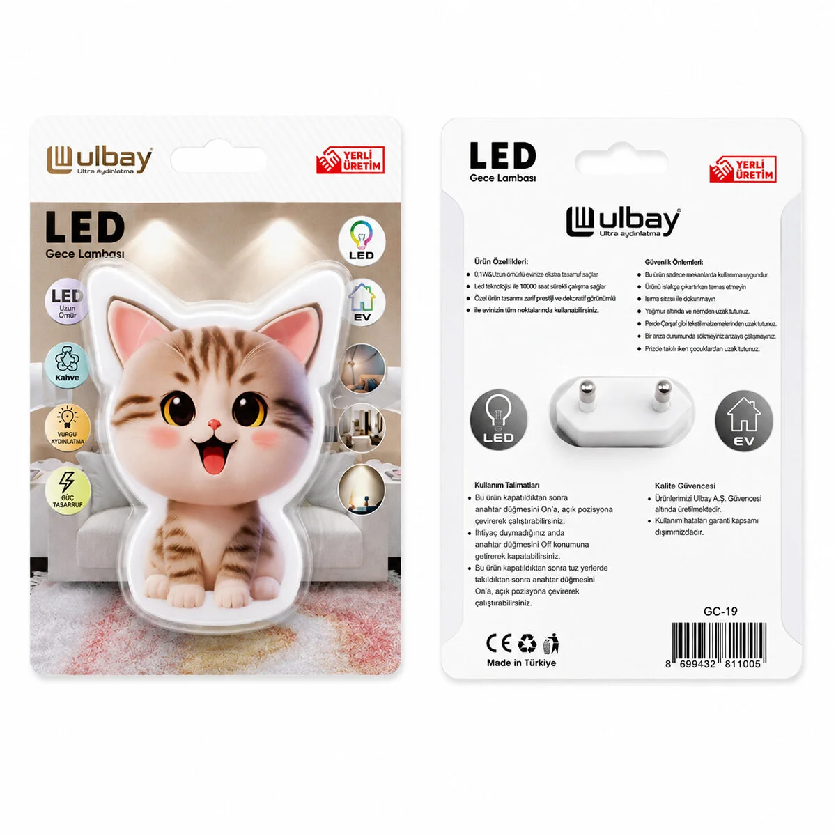 10 Adet Kedi Ledli Gece Lambası GC-19 10 Adet Kedi Ledli Gece Lambası GC-19
