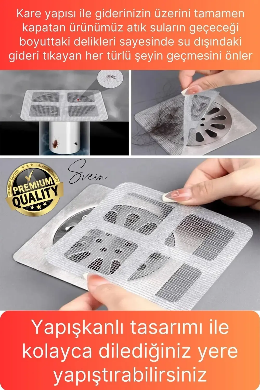 10 Adet Kullan At Yapışkanlı Banyo Duş Gider Süzgeci Saç Küvet Dr