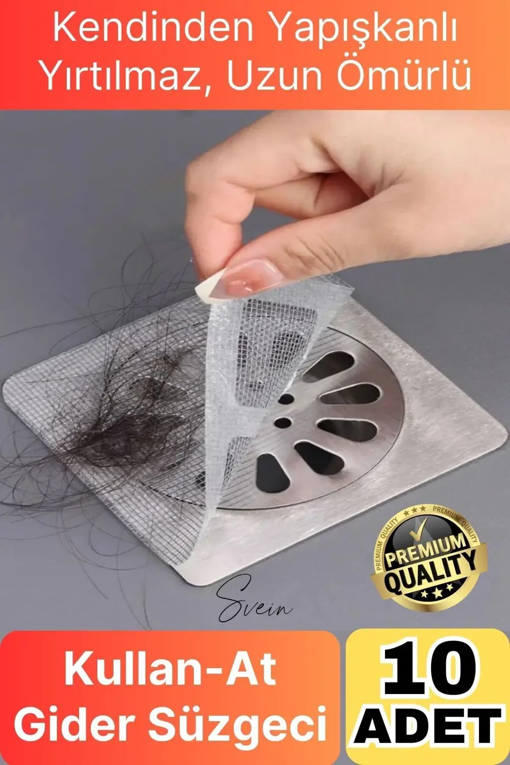 10 Adet Kullan At Yapışkanlı Banyo Duş Gider Süzgeci Saç Küvet Dr