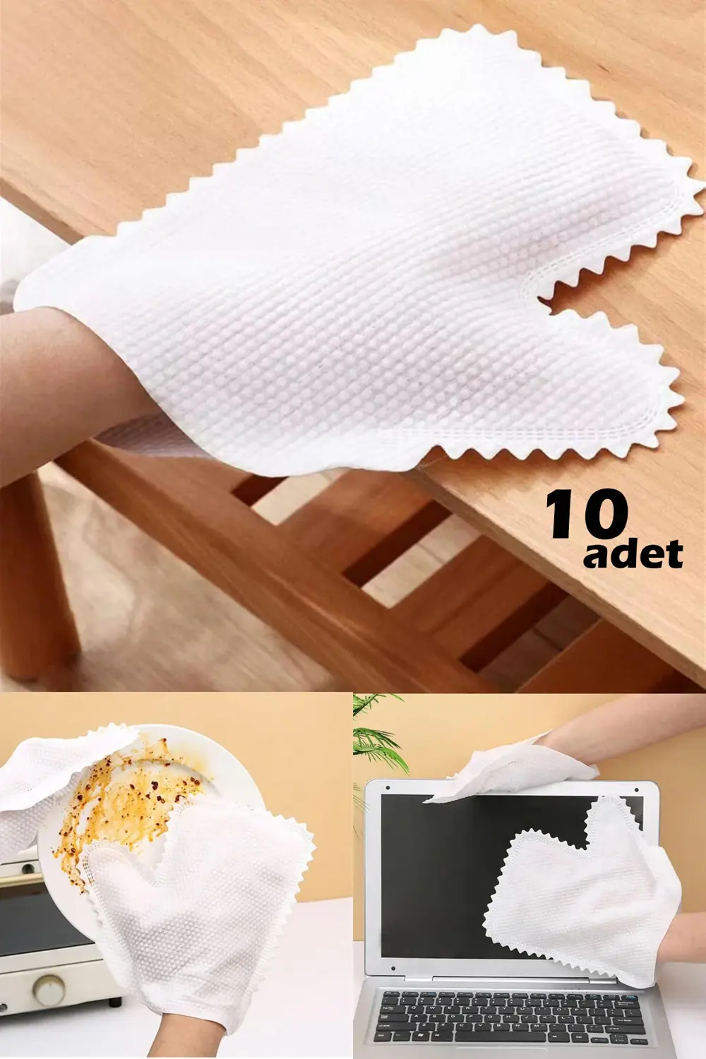 10 Adet Mikrofiber Sihirli Toz Alma Eldiveni Çift Taraflı Mutfak