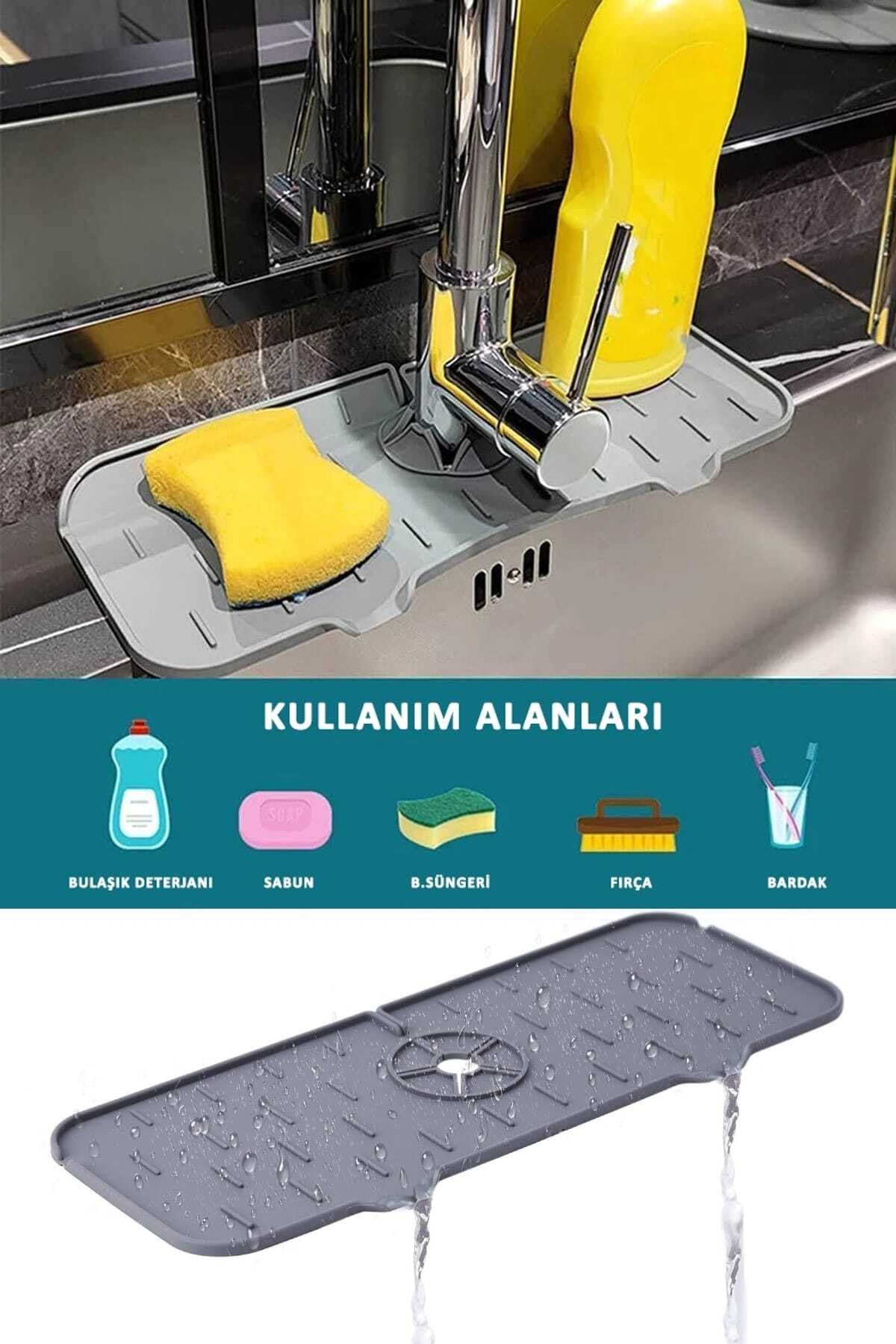 10 Adet Musluk Matı 5 Siyah 5 Gri Su Tutucu Batarya Matı