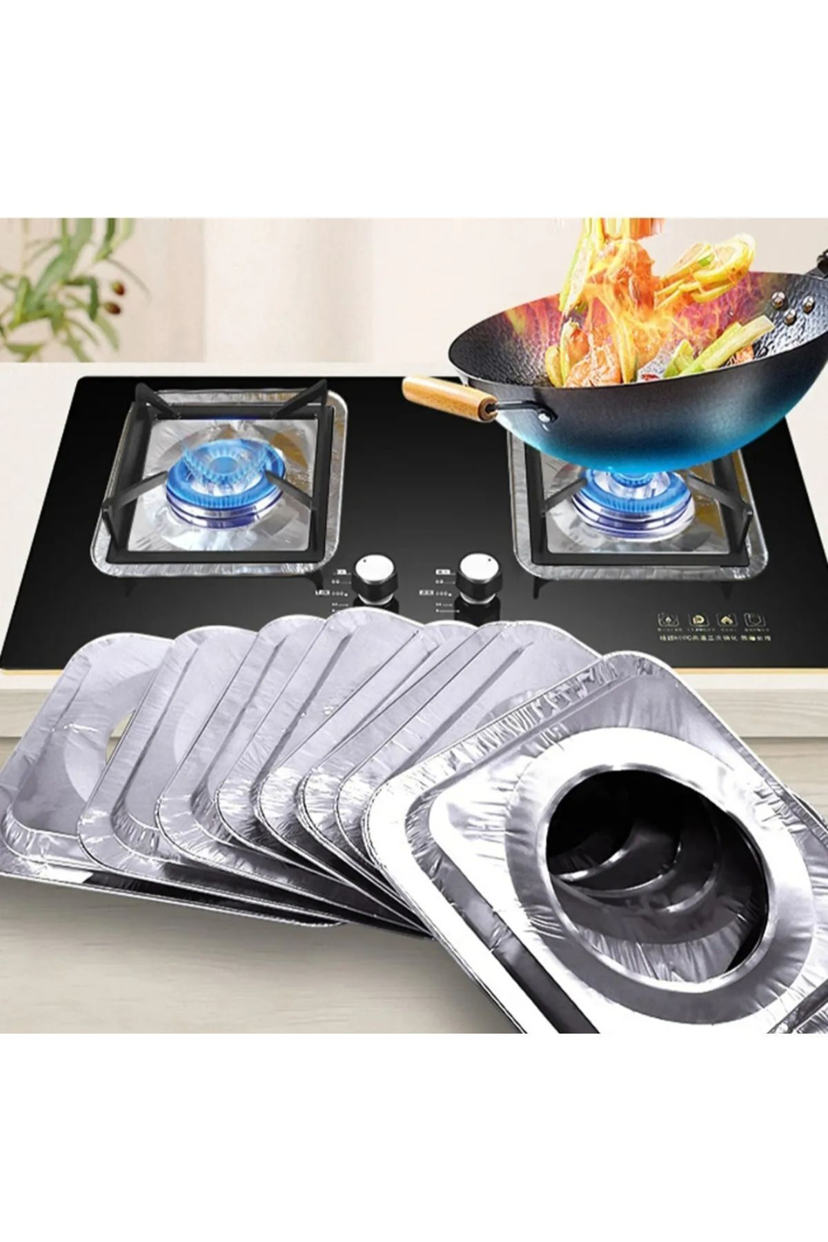 10 Adet Ocak Üstü Koruyucu Leke Önle Isıya Dayanıklı Ocak Izgara 