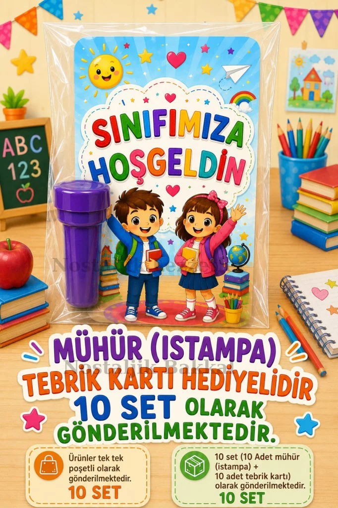 10 Adet Okula Yeni Başlayan Öğrencilere Sınıfımıza Hoşgeldin Yazı