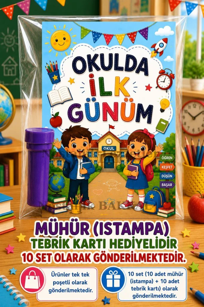 10 Adet Okulda İlk Günüm Yazılı Hediye Seti 1. Sınıf- Sene Başı M