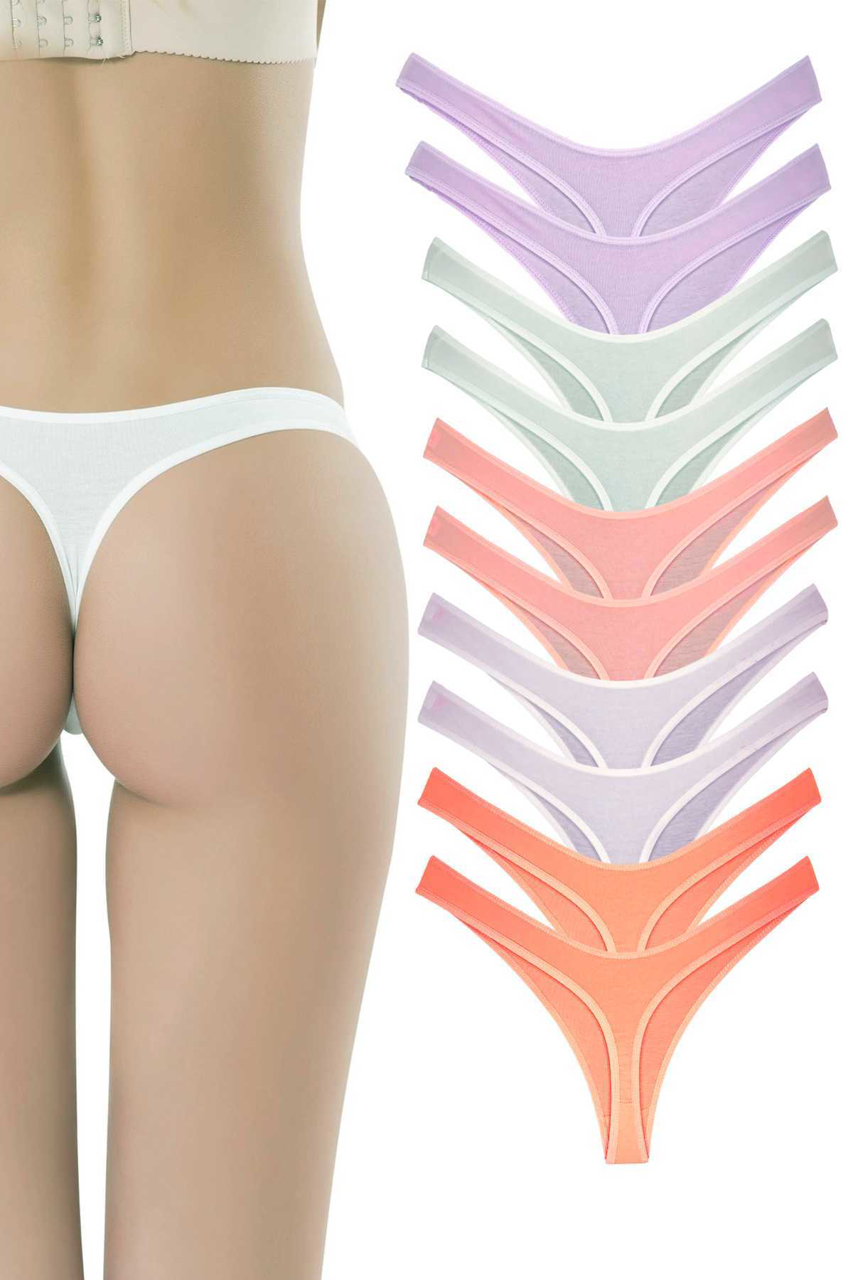 10 Adet Pamuklu Kadın Klasik Tanga Soft Renkler 10 Adet Pamuklu Kadın Klasik Tanga Soft Renkler