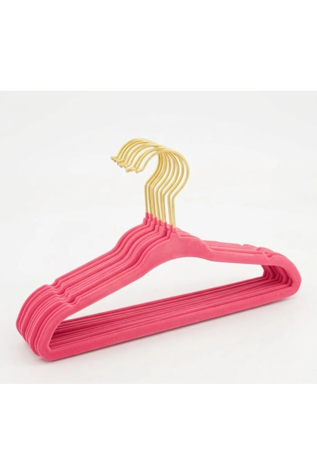 10 Adet Pembe Çocuk Kadife Askı Seti 28x18cm