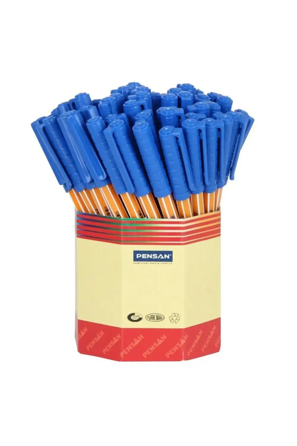 10 Adet Pensan Tükenmez Kalem Ofispen Mavi Kırmız Siyah