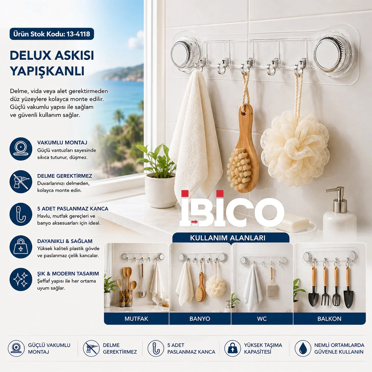 10 Adet Plastik Poşetli 5 Kollu - Vakumlu Delux Askısı Yapışkanlı 38.5CM - 5CM 10 Adet Plastik Poşetli 5 Kollu - Vakumlu Delux Askısı Yapışkanlı 38.5CM - 5CM