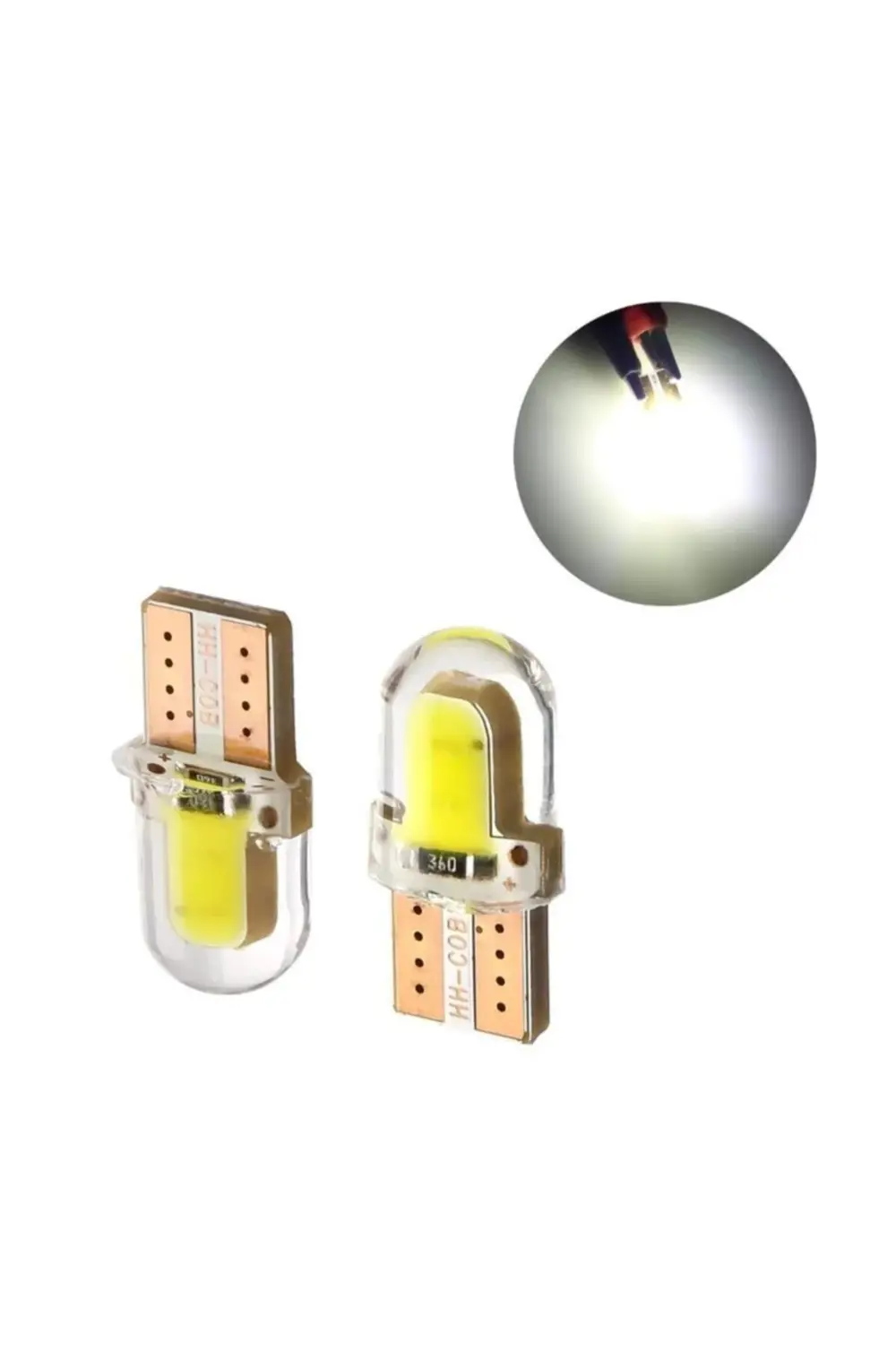 10 Adet Silikonlu T10 Beyaz Dipsiz Ampul