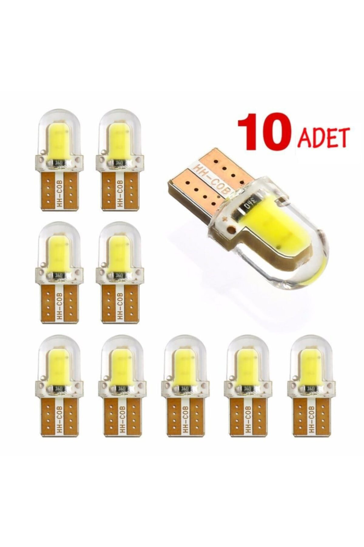 Crn 10 Adet Silikonlu T10 Beyaz Dipsiz Ampul