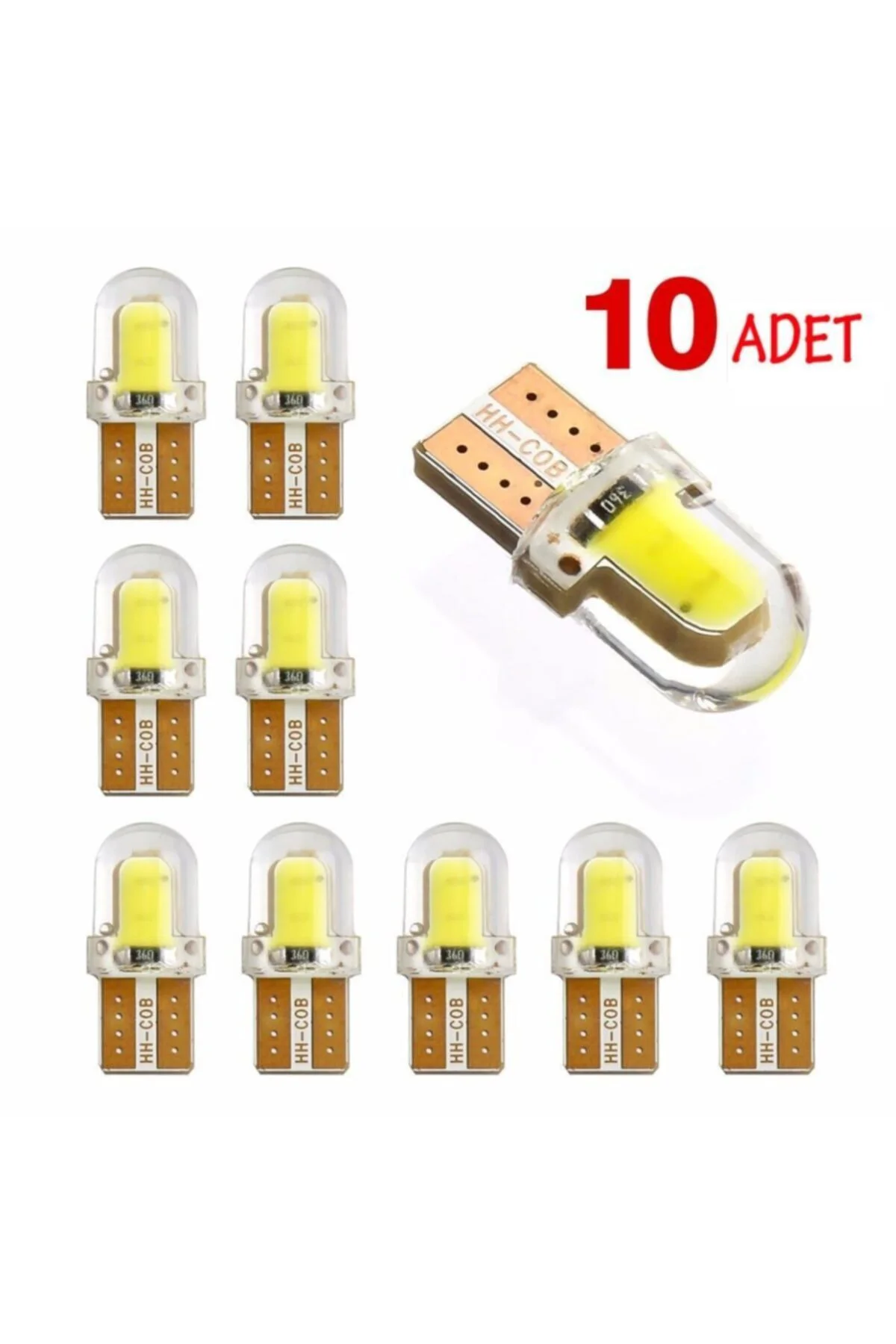 10 Adet Silikonlu T10 Beyaz Dipsiz Ampul