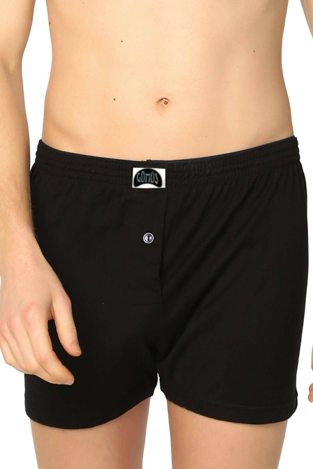 Gümüş 10 Adet Siyah Renk Havlu Bel Boxer