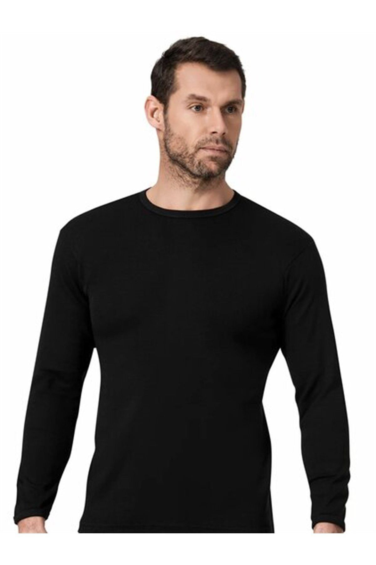 Namaldı 10 Adet Siyah Renk Ribana Uzun Kollu Fanila