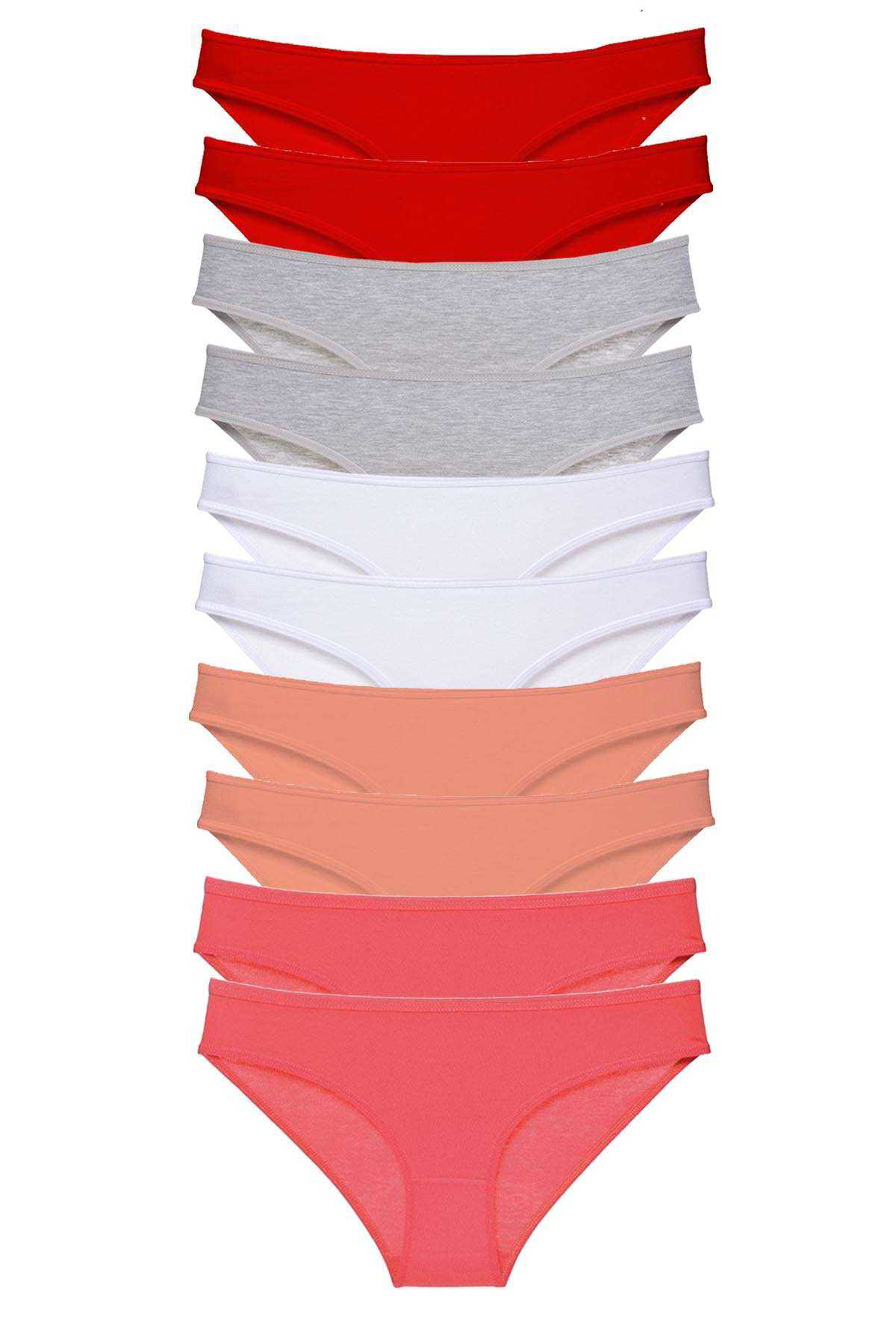 Just Cheap Store 10 Adet Süper Eko Set Likrali Kadin Slip Külot Kirmizi Gri Beyaz 