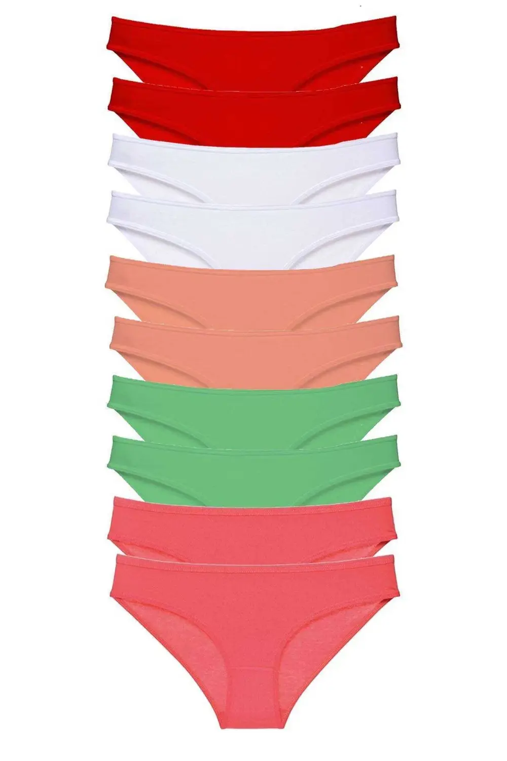 10 Adet Süper Eko Set Likralı Kadın Slip Külot Kırmızı Beyaz Pudr
