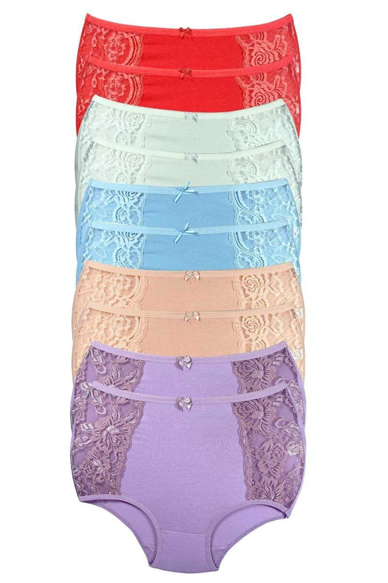 10 Adet Yüksek Bel Toparlayıcı Bato Külot - Dantel Kenarlı Pamuklu İç Giyim 10 Adet Yüksek Bel Toparlayıcı Bato Külot - Dantel Kenarlı Pamuklu İç Giyim
