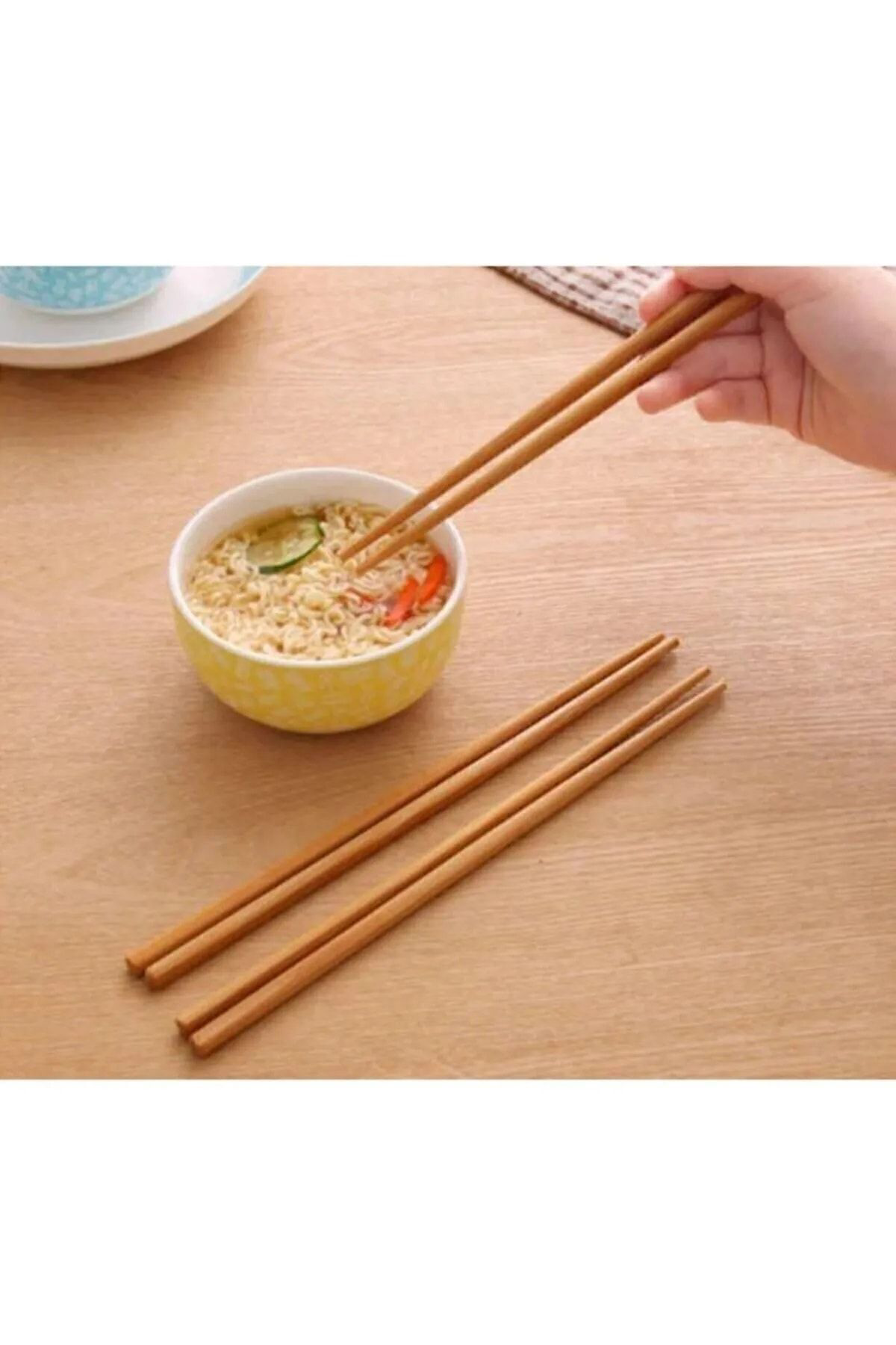 10 Çift - 20 Adet Yıkanabilir Organik Bambu Çin Kore Japon Uzakdoğu Yemek Çubuğu Chopstick