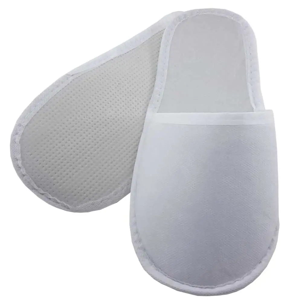 10 Çift Biyeli Astarlı Kalın Taban Beyaz Tela Otel Terliği Tek Ku