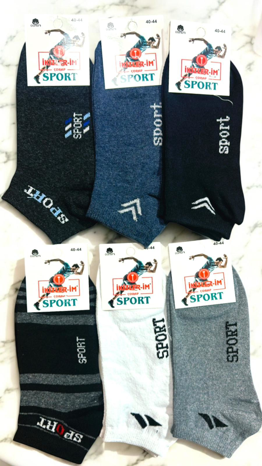10 Çift Erkek Pamuklu Spor Patik Çorap Asorti Renk Ve Desen