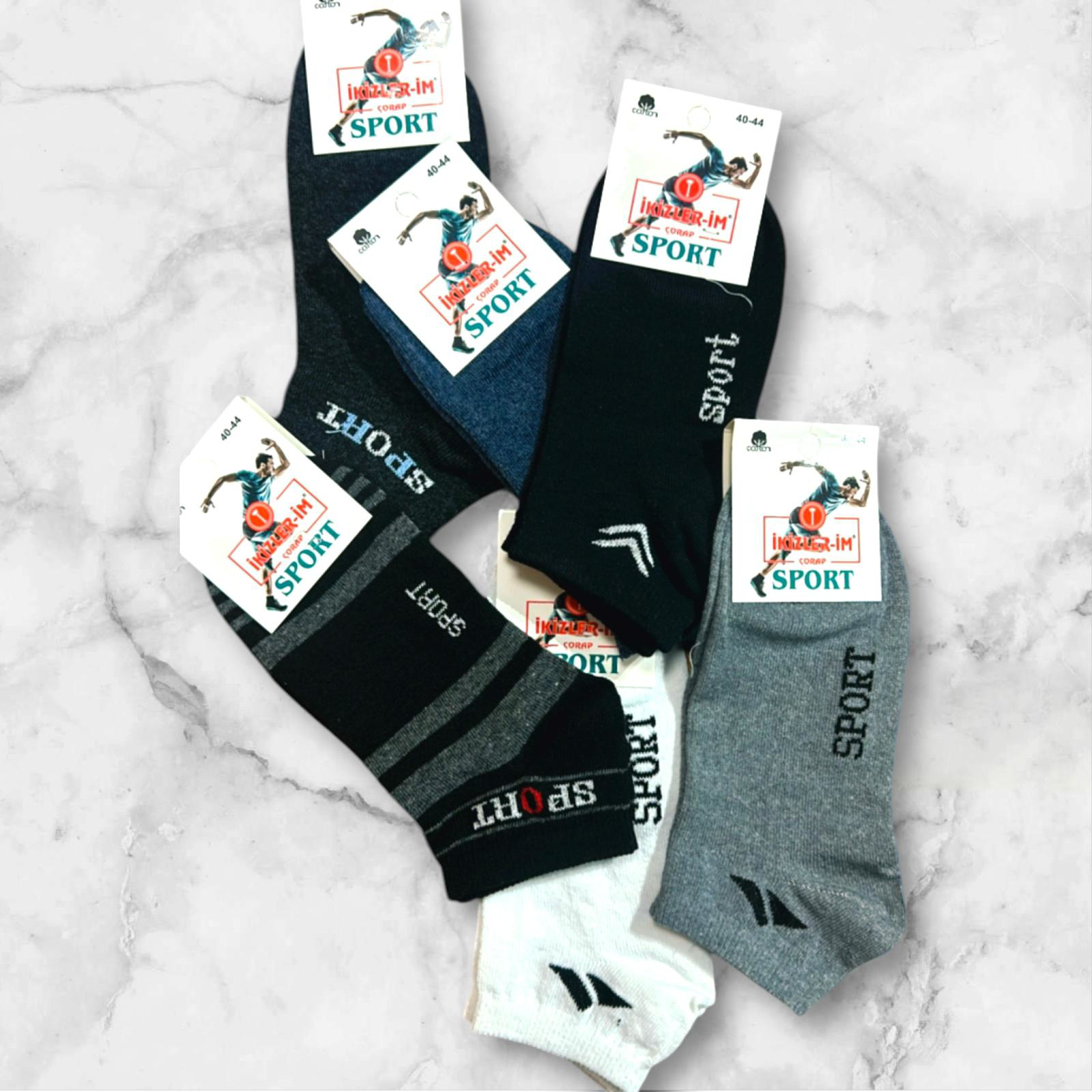 10 Çift Erkek Pamuklu Spor Patik Çorap Asorti Renk Ve Desen