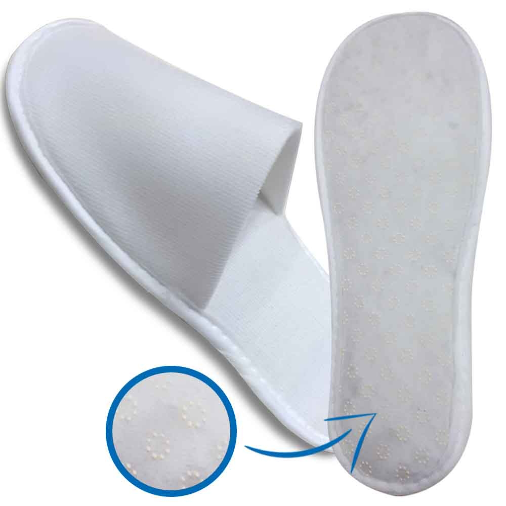 10 Çift Kaymaz Taban Çift Katlı Havlu Beyaz Otel Terliği Tek Kull