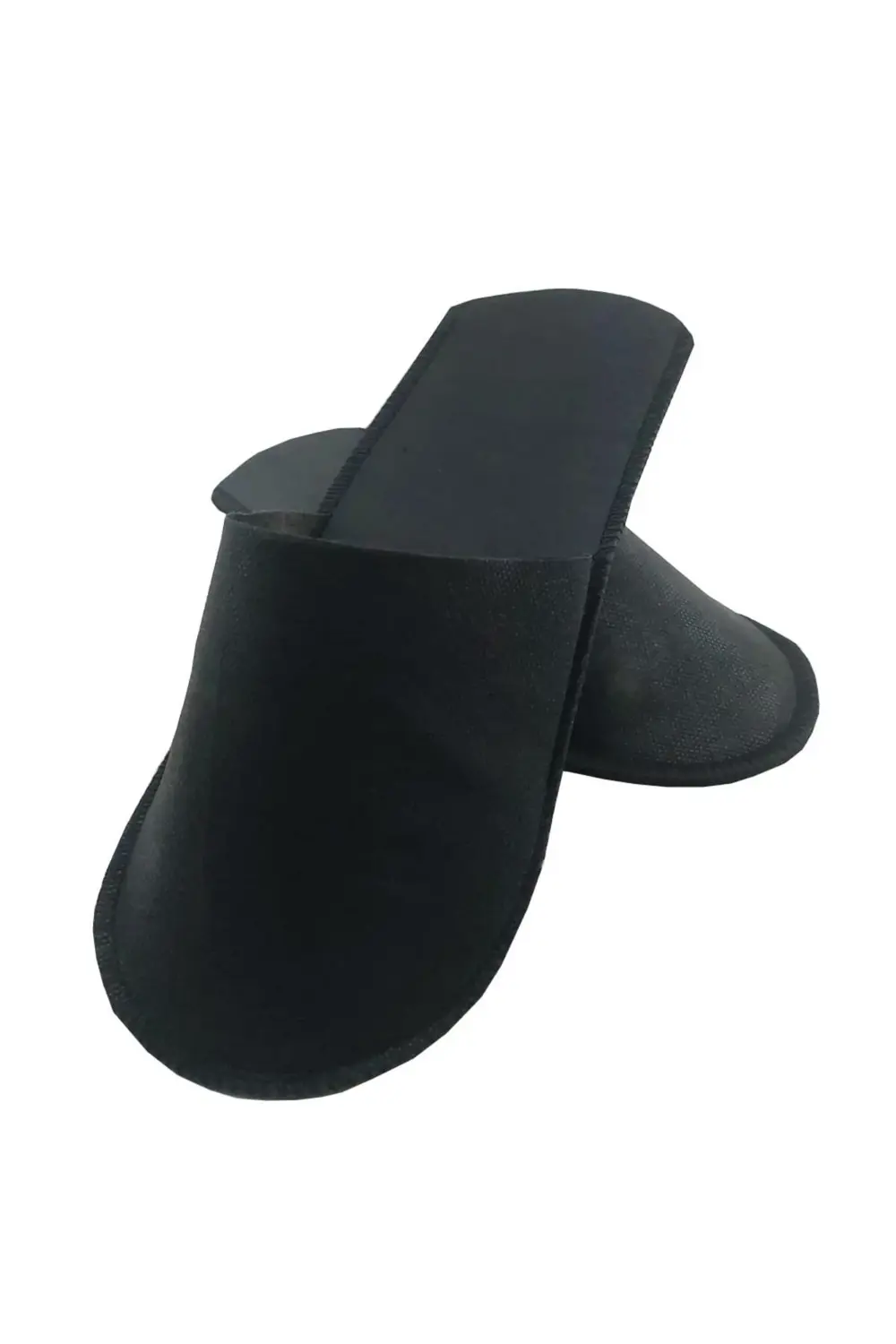 10 Çift Overloklu Siyah Tela Otel Terliği Tek Kullanımlık Kullan