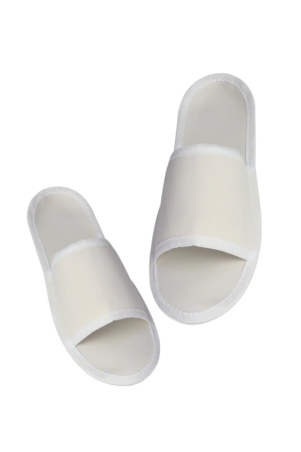 10 Çift Spa Terliği Önü Açık Kaymaz Tabanlı Biyeli Beyaz Otel Ter