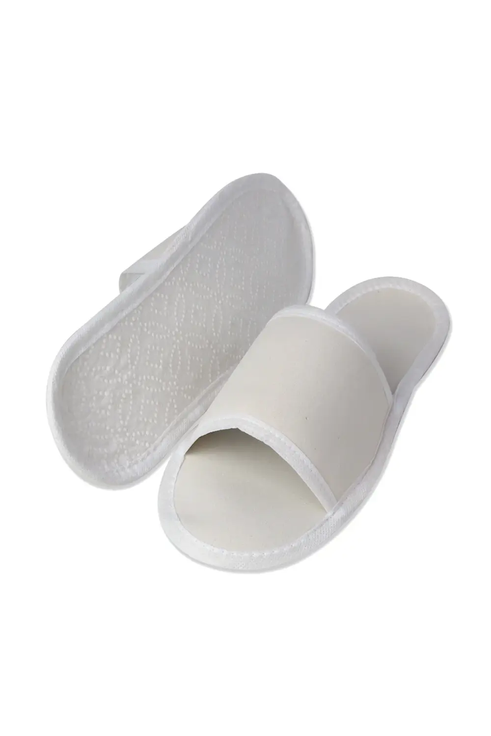 10 Çift Spa Terliği Önü Açık Kaymaz Tabanlı Biyeli Beyaz Otel Ter