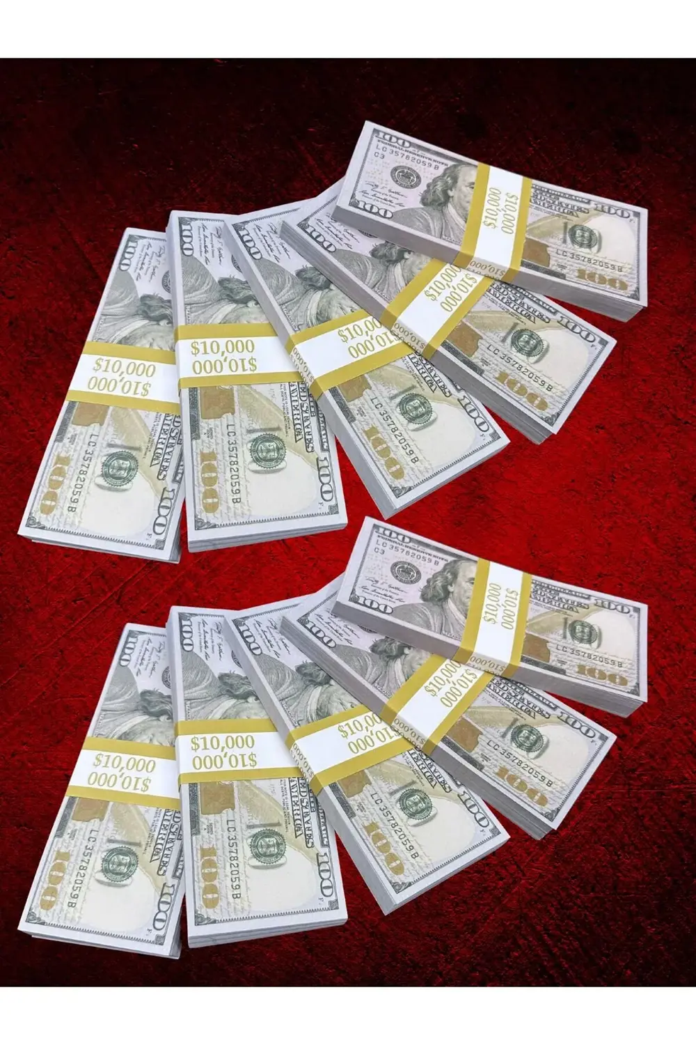 10 Deste 100 Dolar 1.kalite Kuşe Kağıt Geçersiz Şaka Düğün Parası