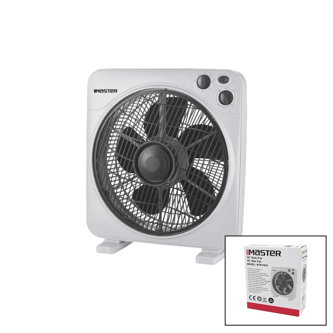 10 İnç  Kutu Fan  Vantilatör  3 Kademe Hız   6 Plastik Kanat 38w  60dk.zaman Ayarlı Mtr-f610 Bx40